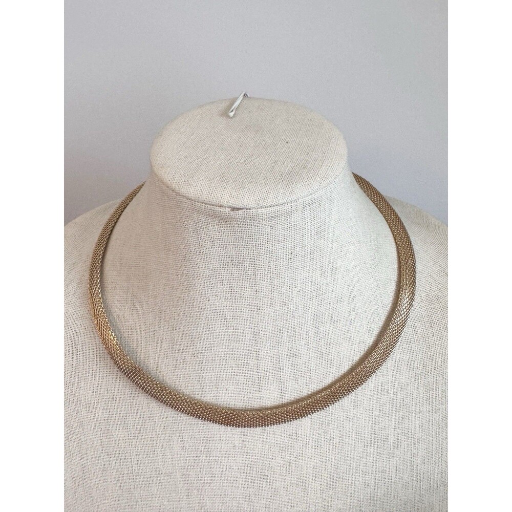 Gold Tone Mesh Collar Necklace Minimalist